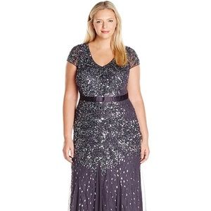 Long beaded dress with cap sleeve
